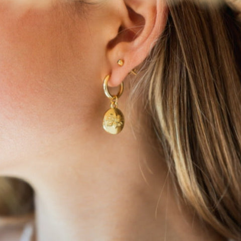 Gold Lotus Flower Huggies Earrings