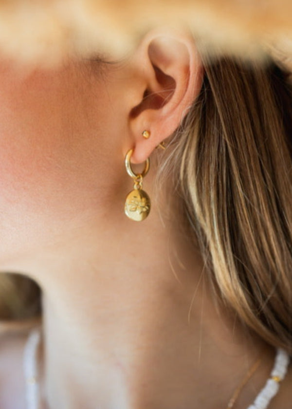Gold Lotus Flower Huggies Earrings