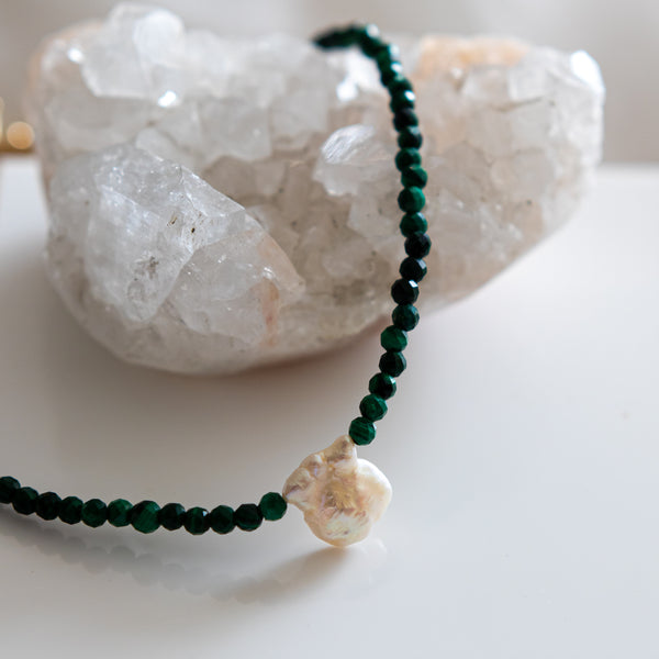 Gemstone & Keshi Pearl Necklace