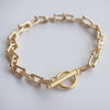 Gold U Cable Bracelet with Fob Clasp